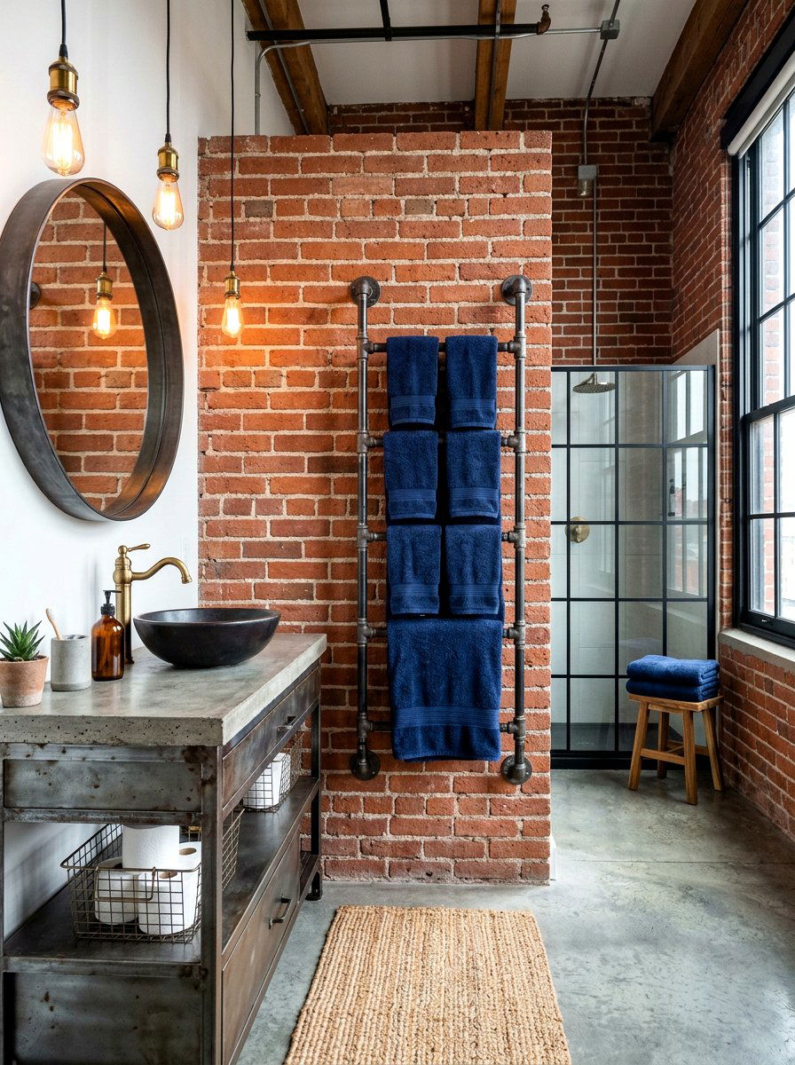 Industrial Pipe Towel Ladder - 30 towel ladder ideas