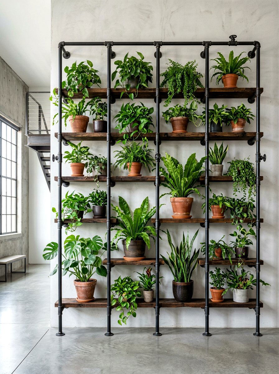 Industrial Pipe Vertical Garden - 30 small vertical garden ideas
