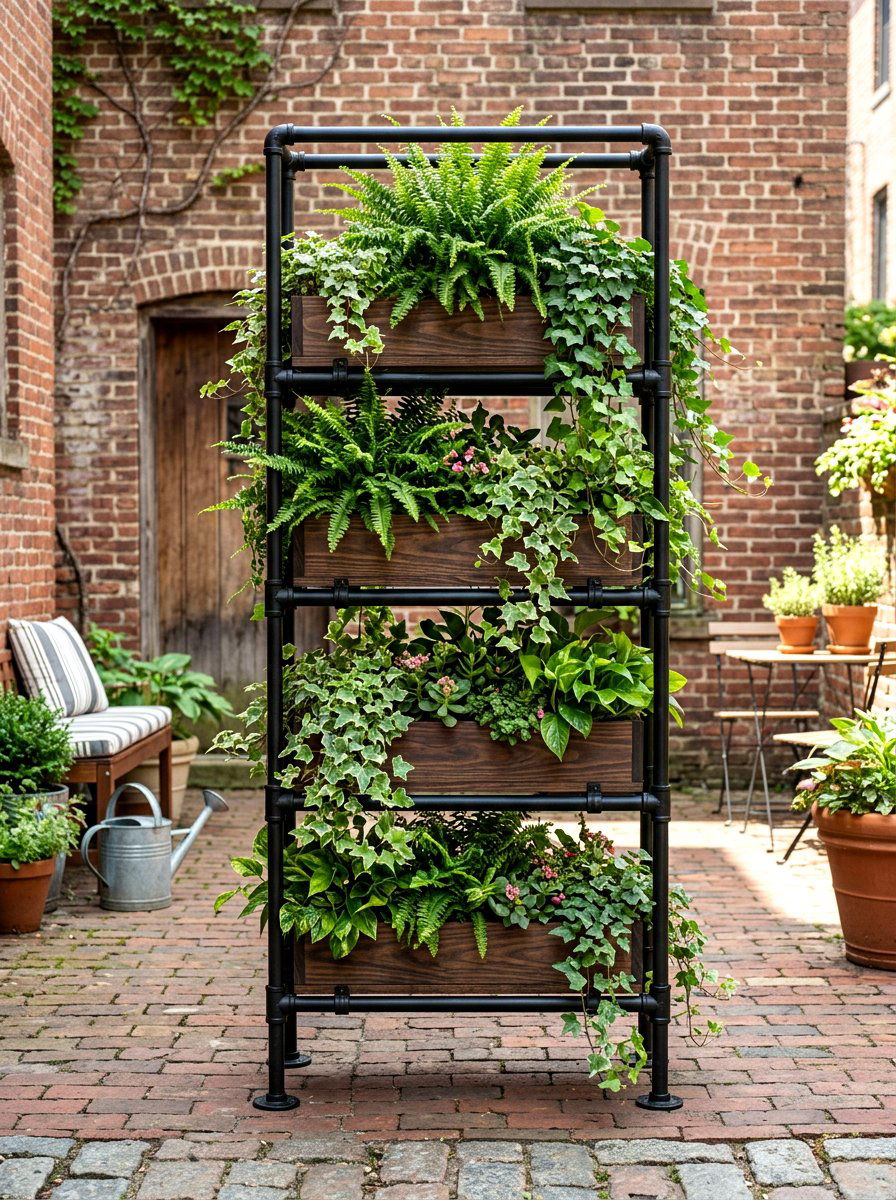 Industrial Pipe Vertical Planter Box - 30 vertical planter box ideas