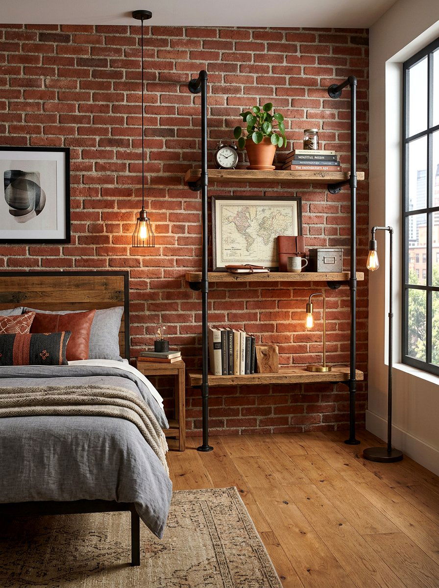 Industrial Pipe Wall Shelf - 30 book trove bedroom ideas