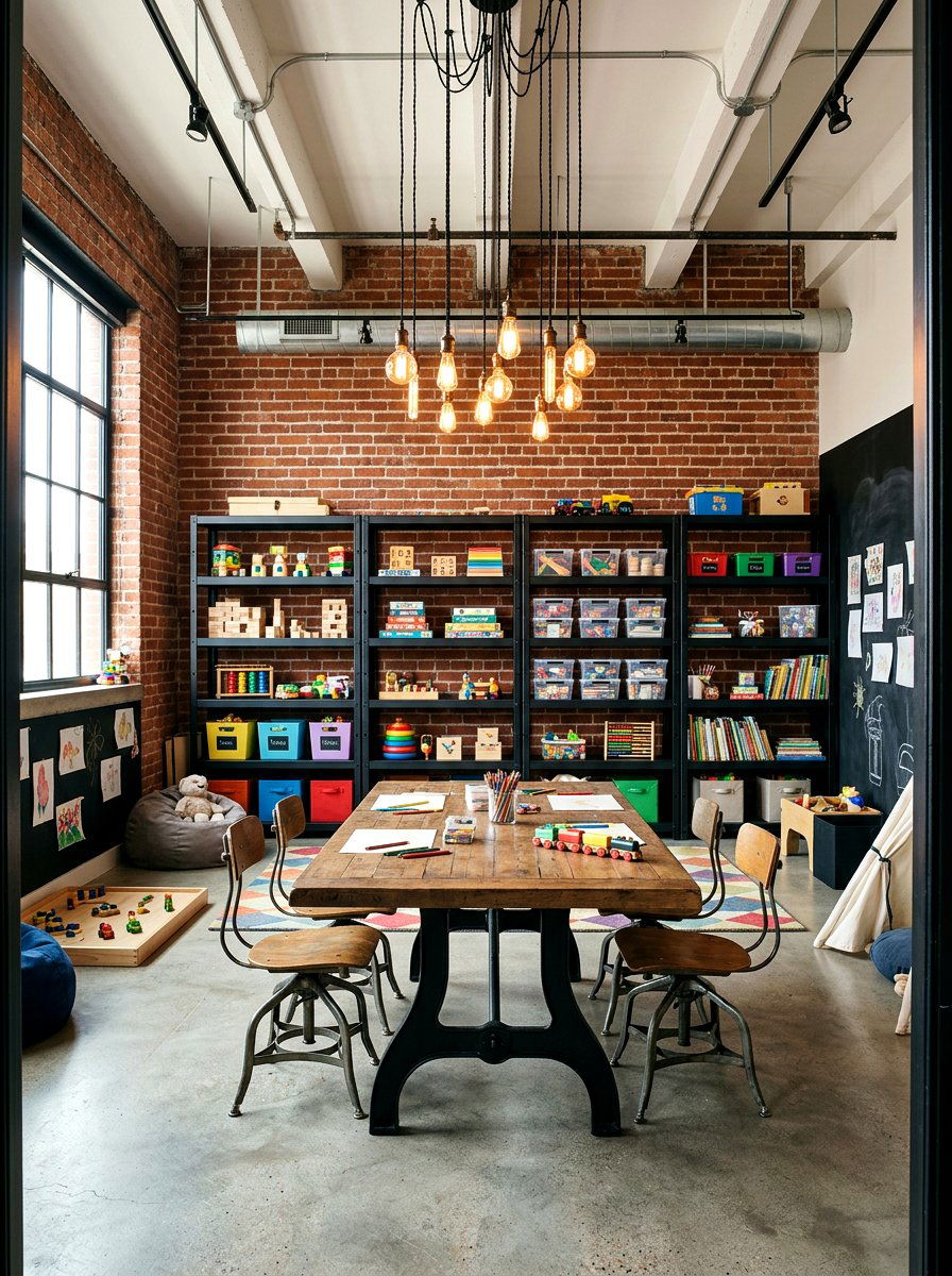 Industrial Playroom - 30 playroom ideas