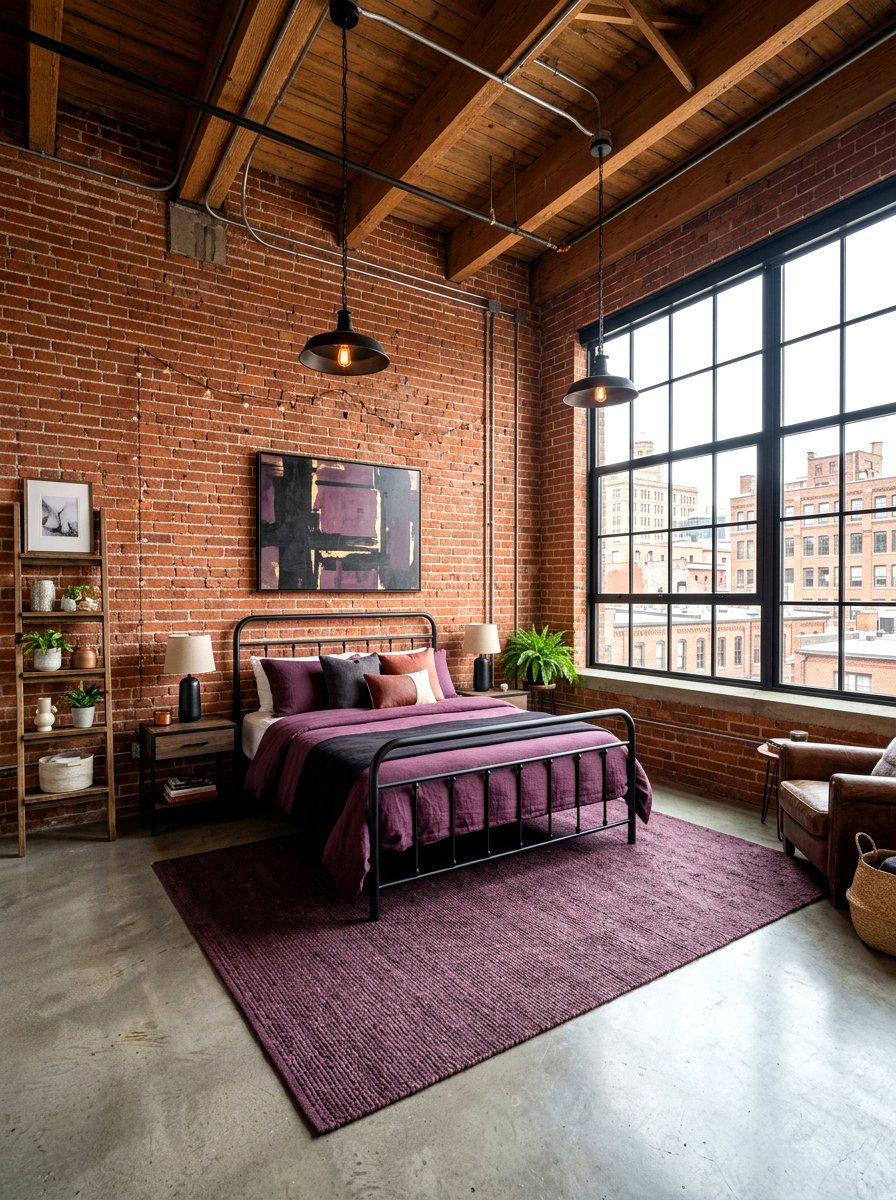 Industrial Plum Bedroom - 30 plum bedroom ideas