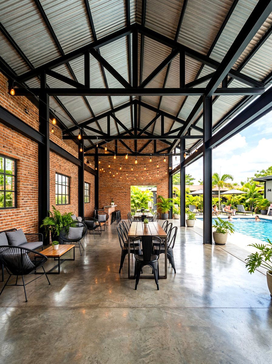 Industrial Pool Pavilion - 30 pool pavilion ideas