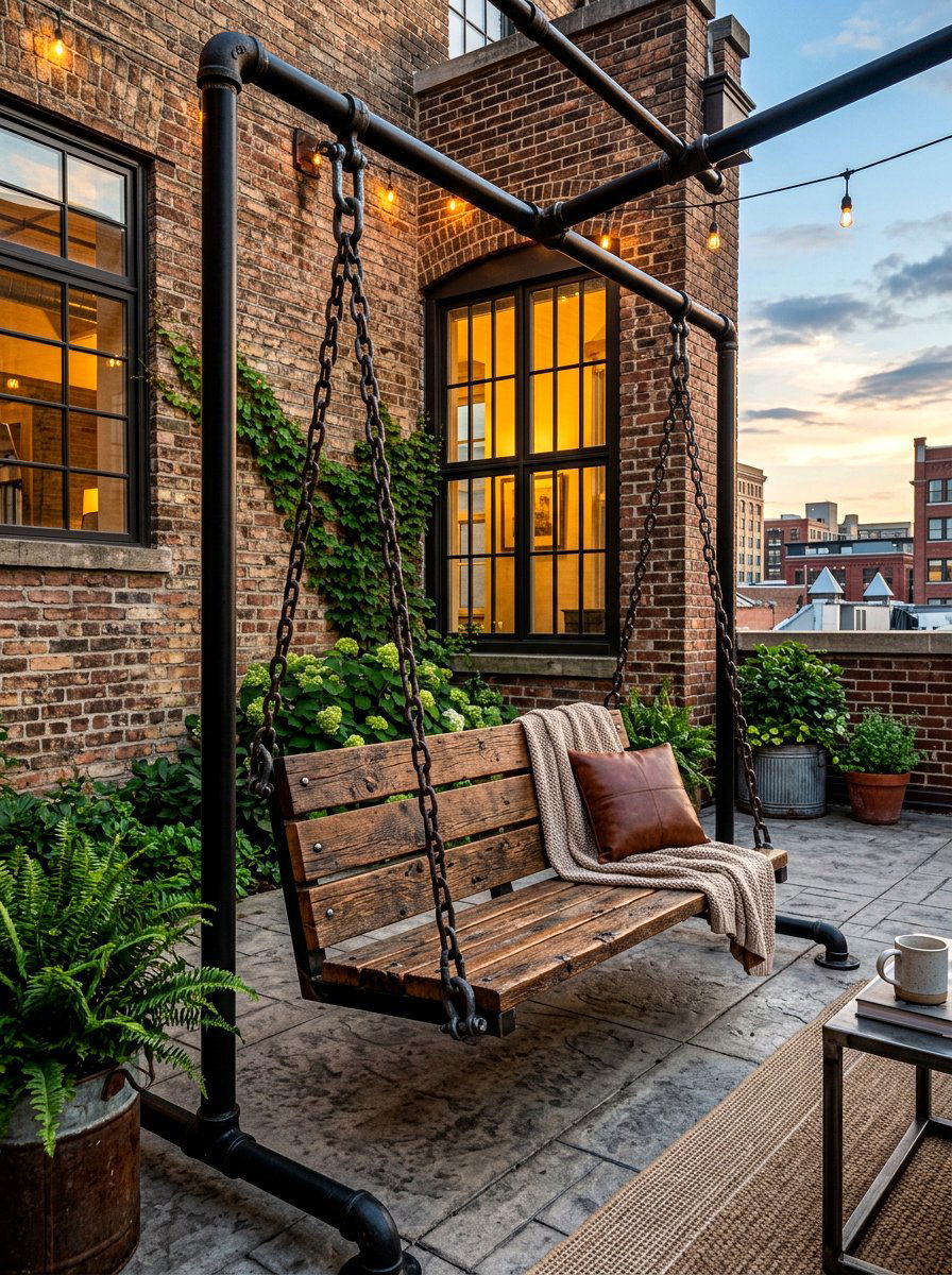 Industrial Porch Swing - 30 front porch swing ideas