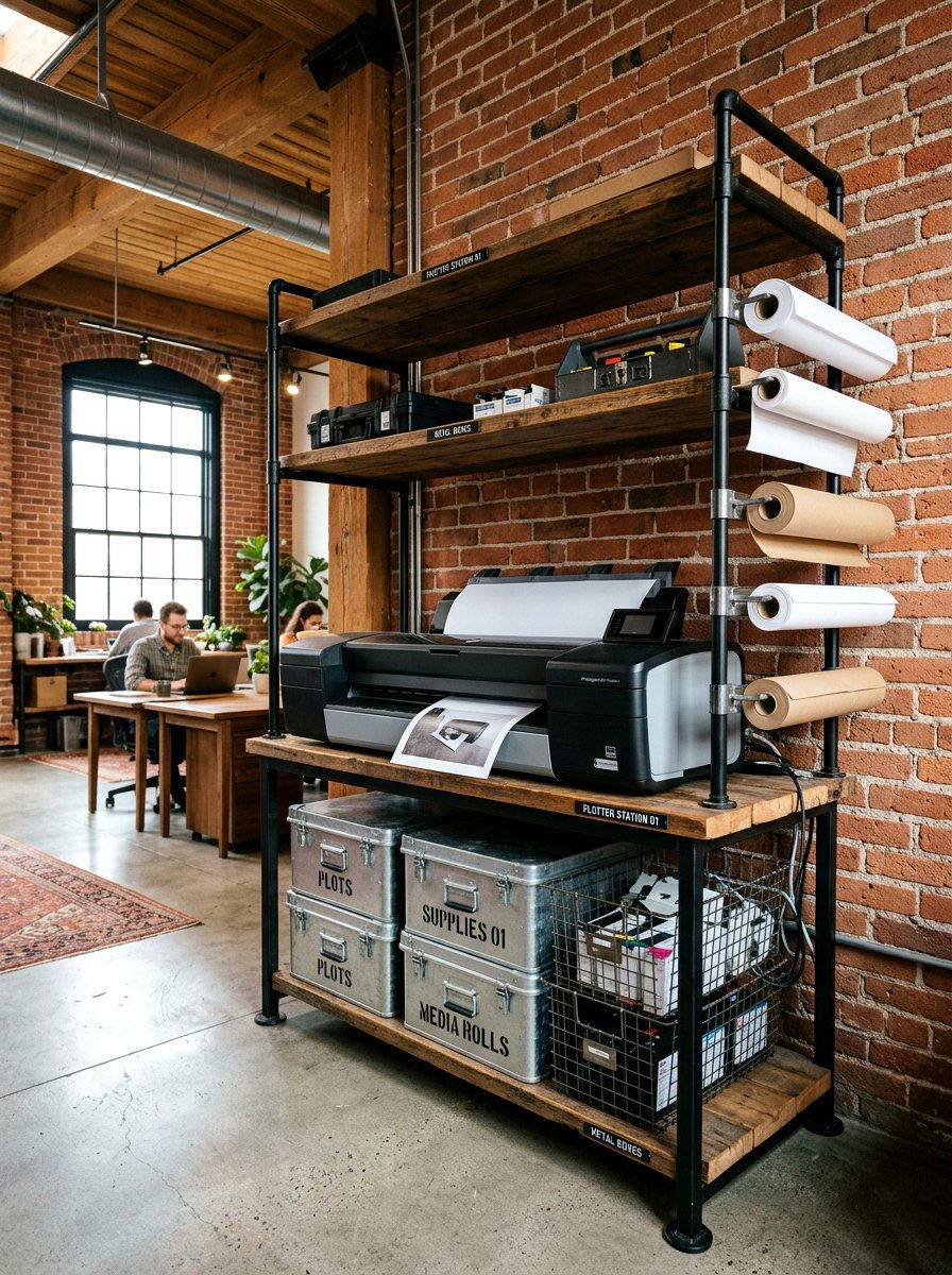 Industrial Printer Rack - 30 printer nook ideas
