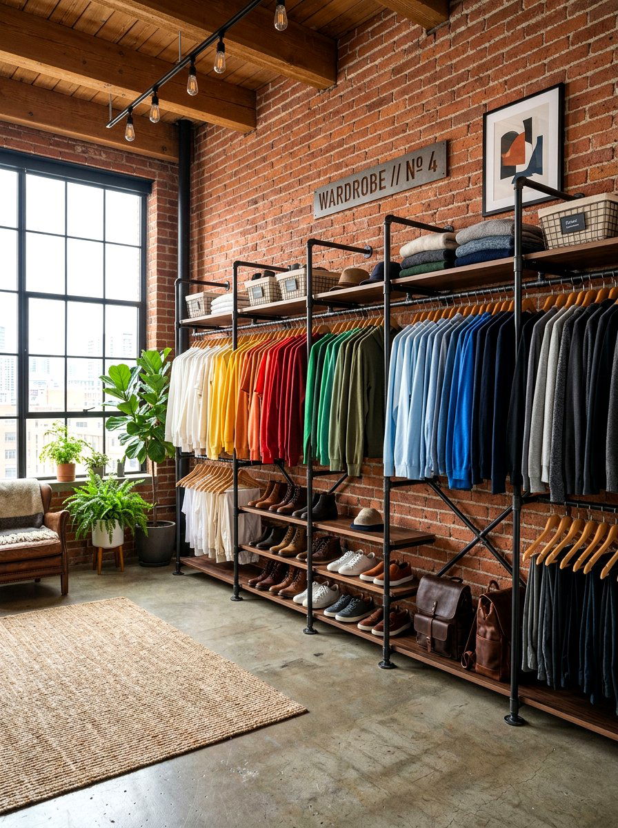 Industrial Rack Closet - 30 color coordinated closet ideas