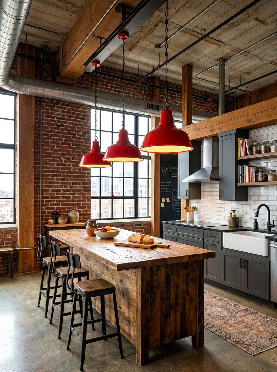 Industrial Red Kitchen Lighting - 30 tomato red kitchen ideas