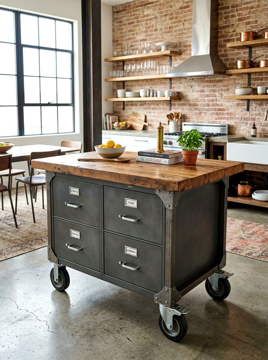 Industrial Rolling File Kitchen Island - 30 file drawer kitchen ideas