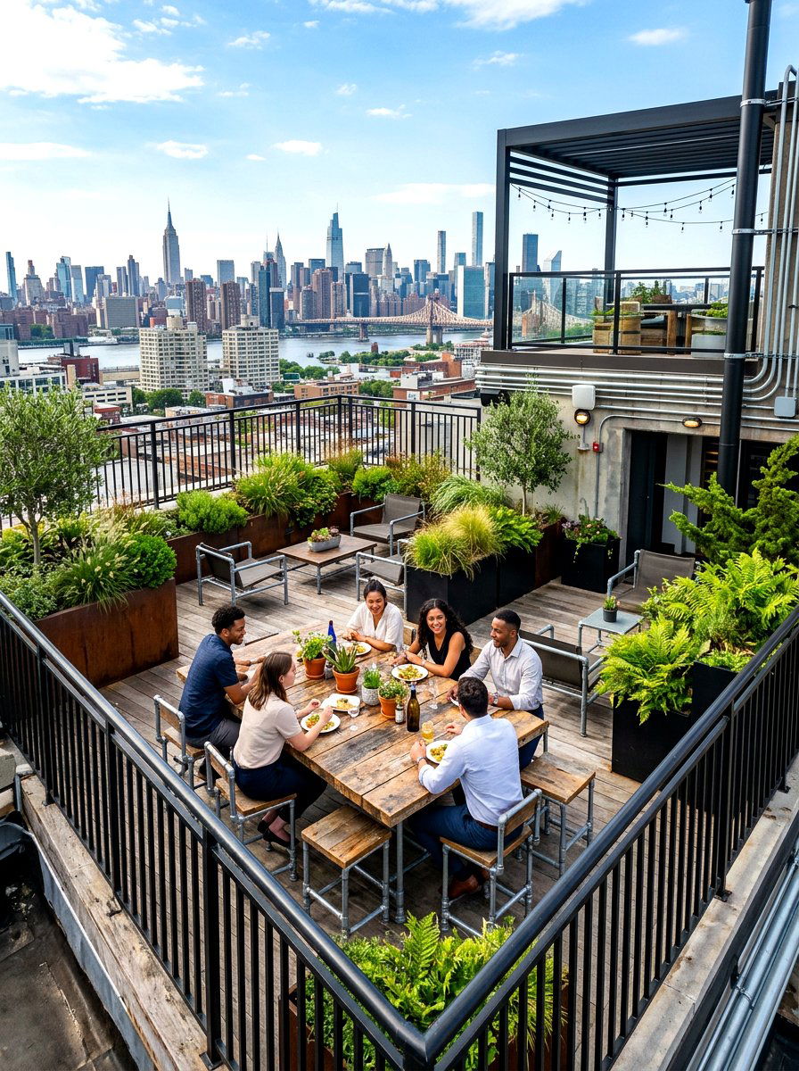 Industrial Rooftop Deck - 30 covered deck dining ideas