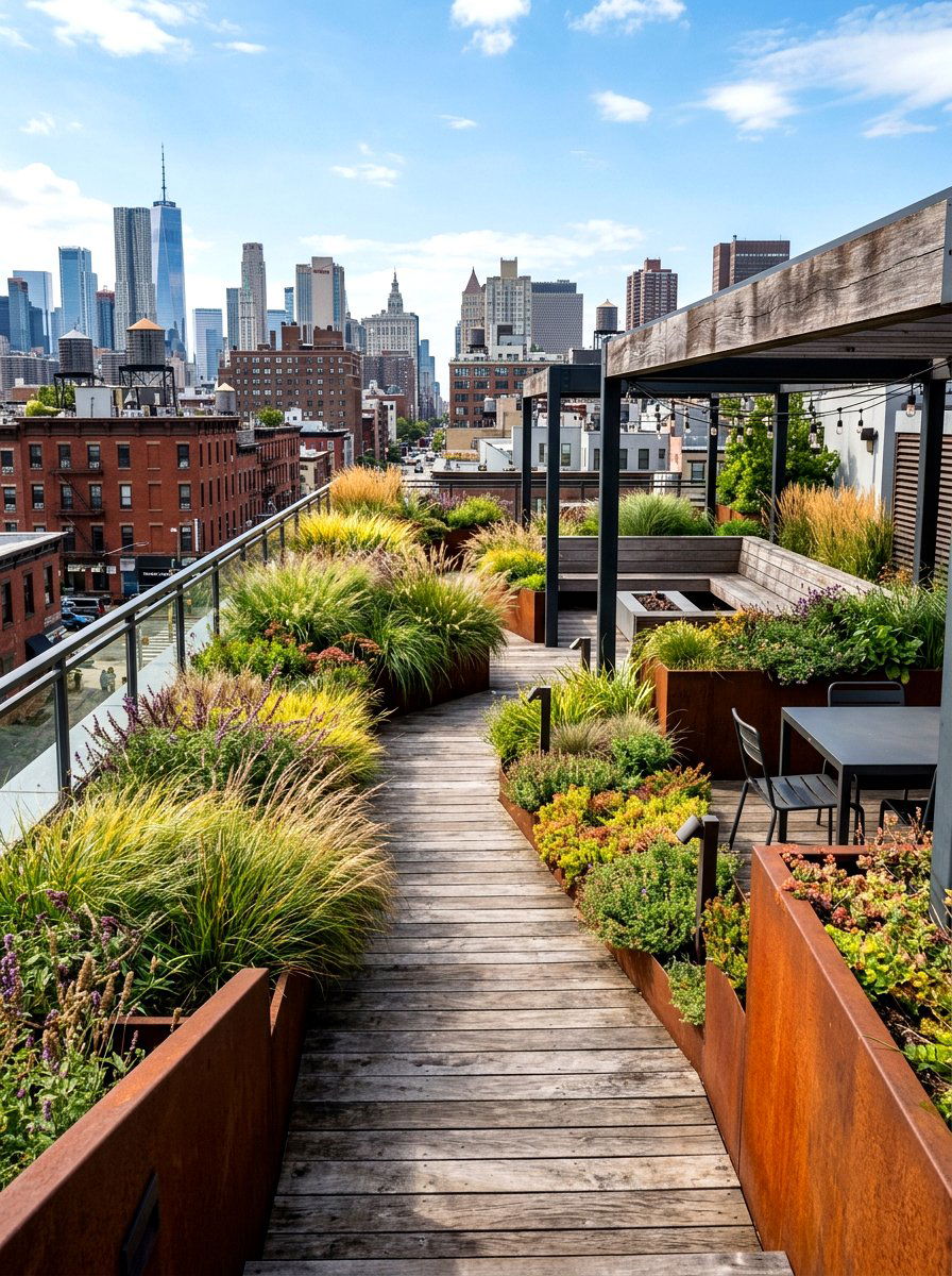 Industrial Rooftop Garden - 30 rooftop patio garden ideas