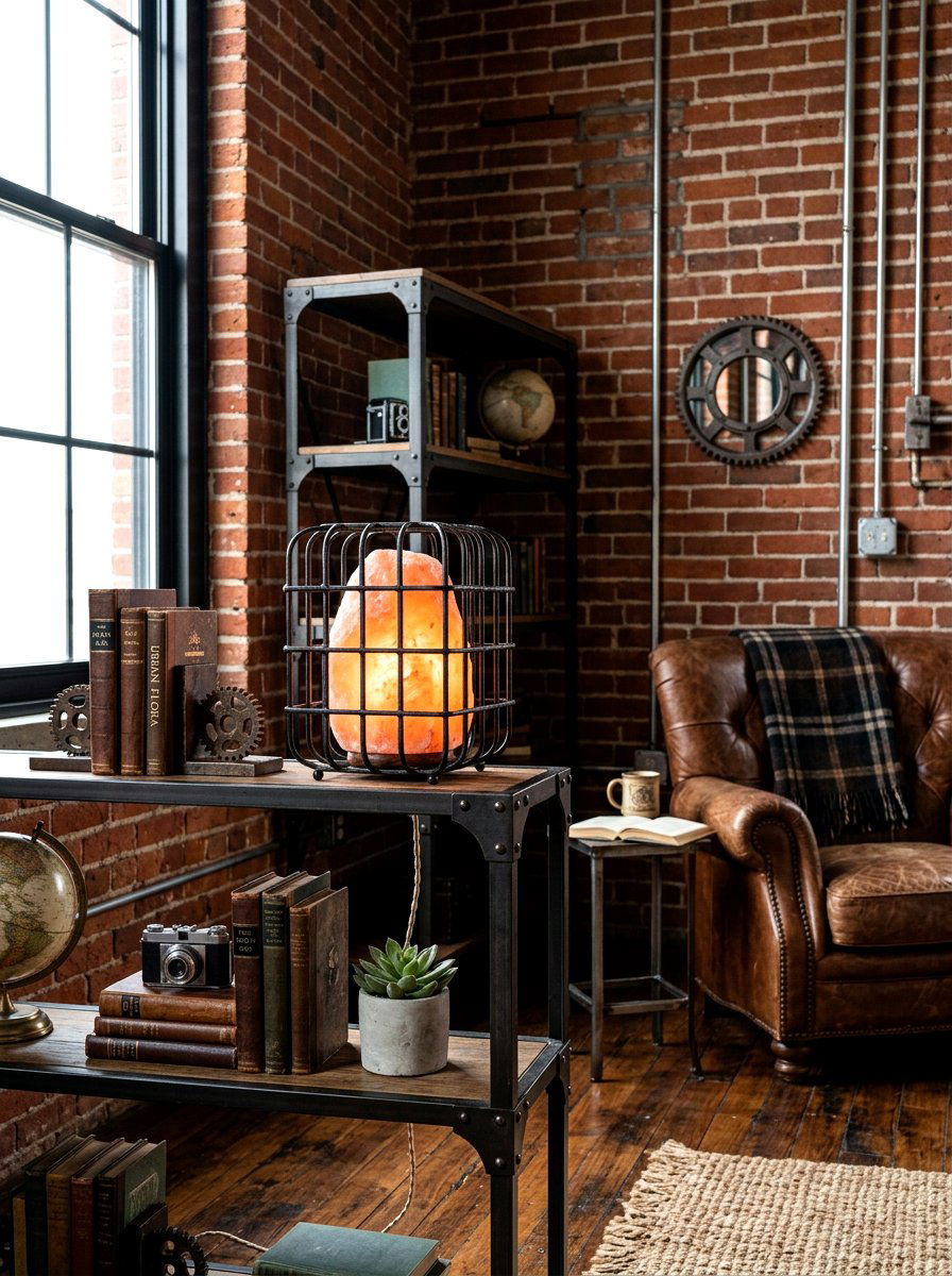 Industrial Salt Lamp Decor - 30 salt lamp corner ideas