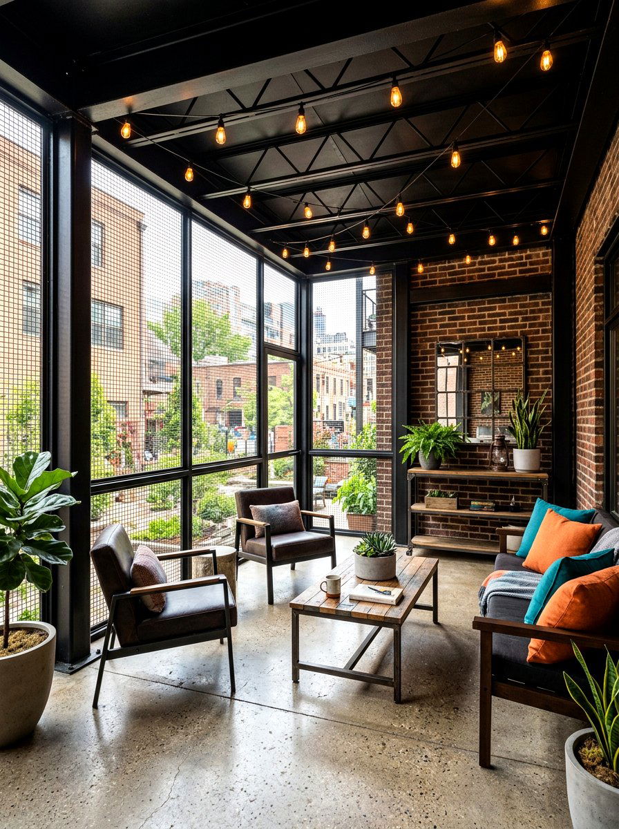Industrial Screened Porch - 30 screened porch ideas