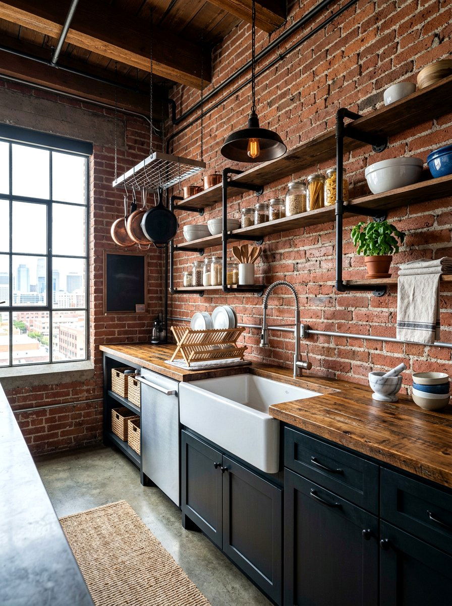 Industrial Scullery With Brick Wall - 30 walk in scullery ideas