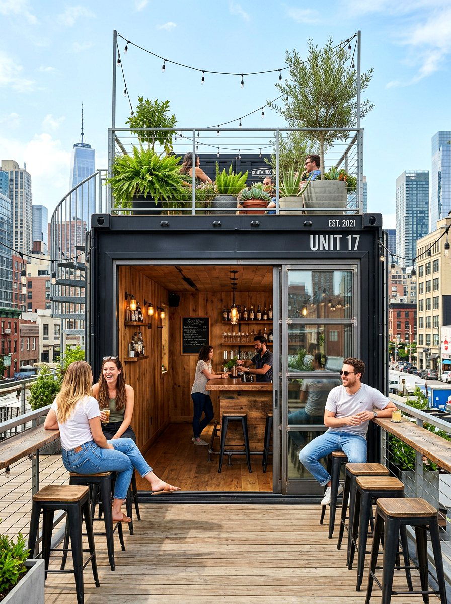 Industrial Shipping Container Patio - 30 rainproof patio ideas