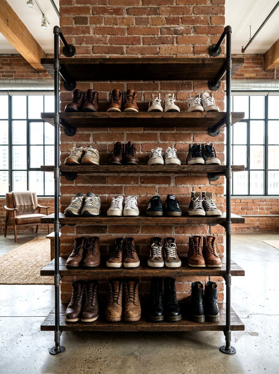 Industrial Shoe Rack - 30 shoe wall storage ideas
