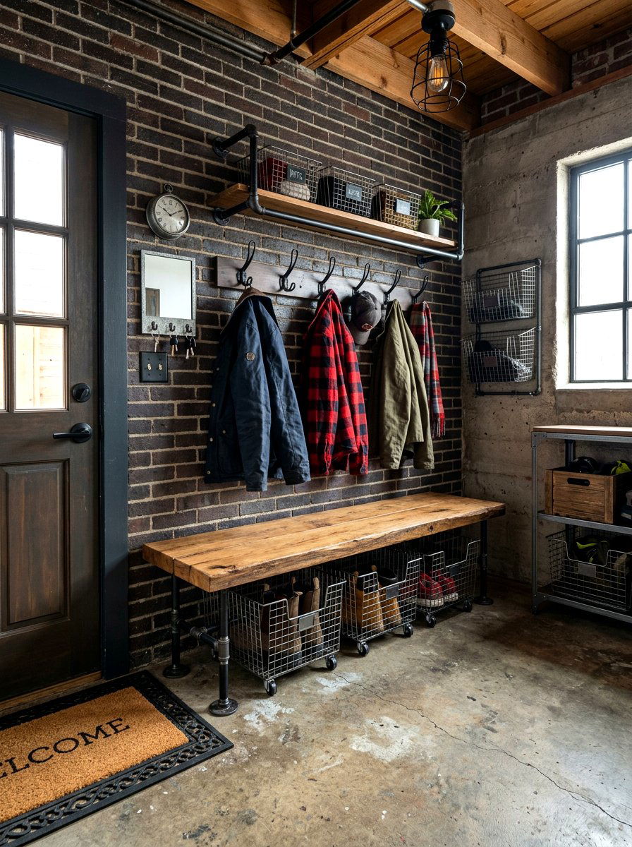 Industrial Small Mudroom - 30 small mudroom ideas