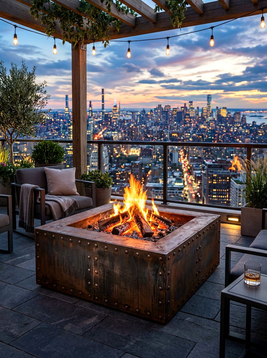 Industrial Square Fire Pit - 30 square fire pit ideas