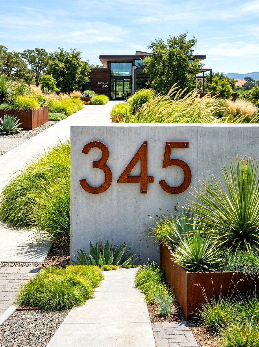 Industrial Steel Address Numbers - 30 house number display ideas