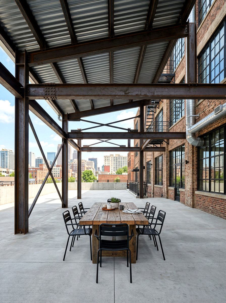 Industrial Steel Awning - 30 attached patio cover ideas
