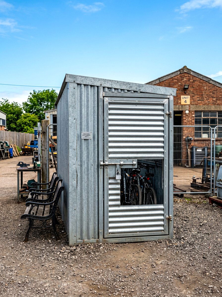 Industrial Steel Bike Shed - 30 bike storage shed ideas