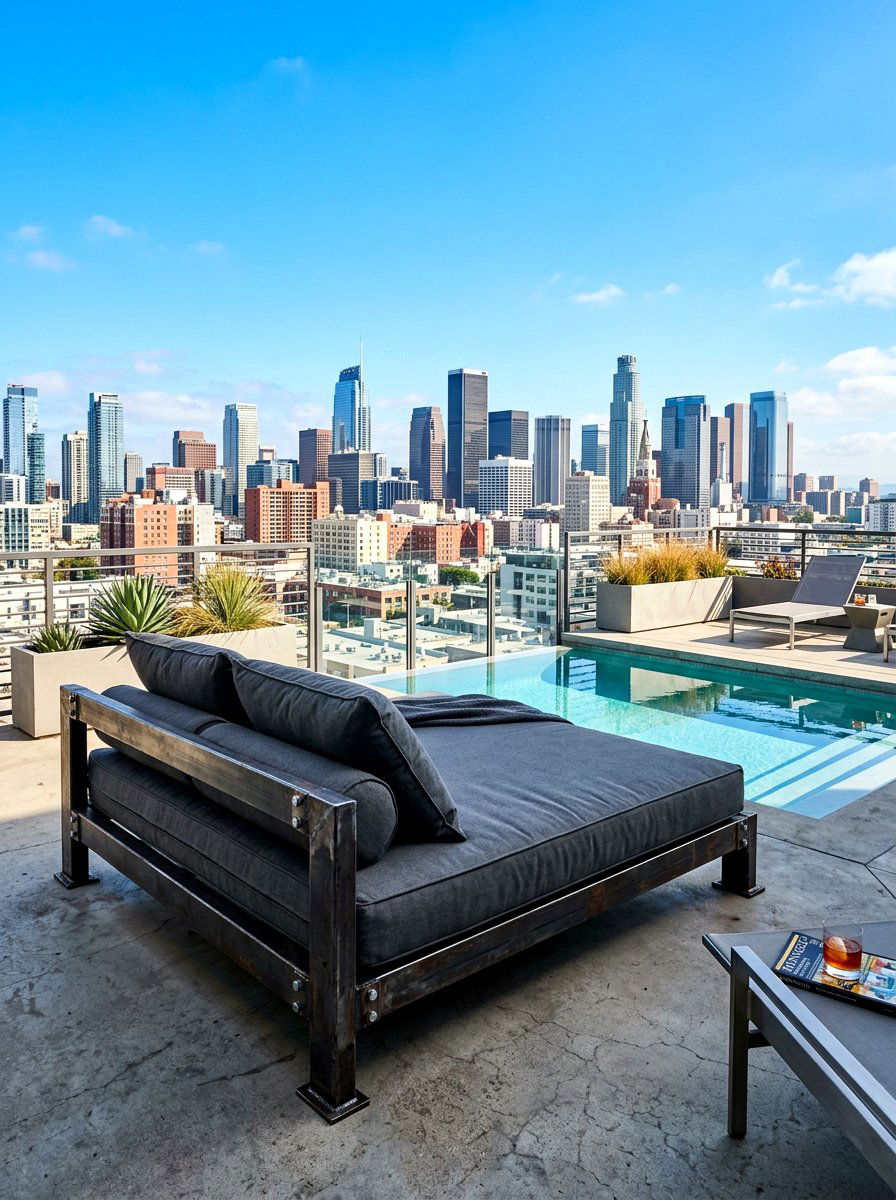 Industrial Steel Daybed - 30 poolside daybed ideas