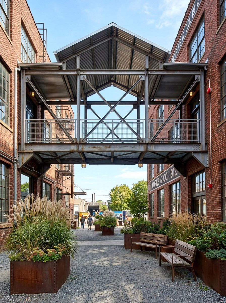 Industrial Steel Frame Walkway - 30 covered walkway ideas