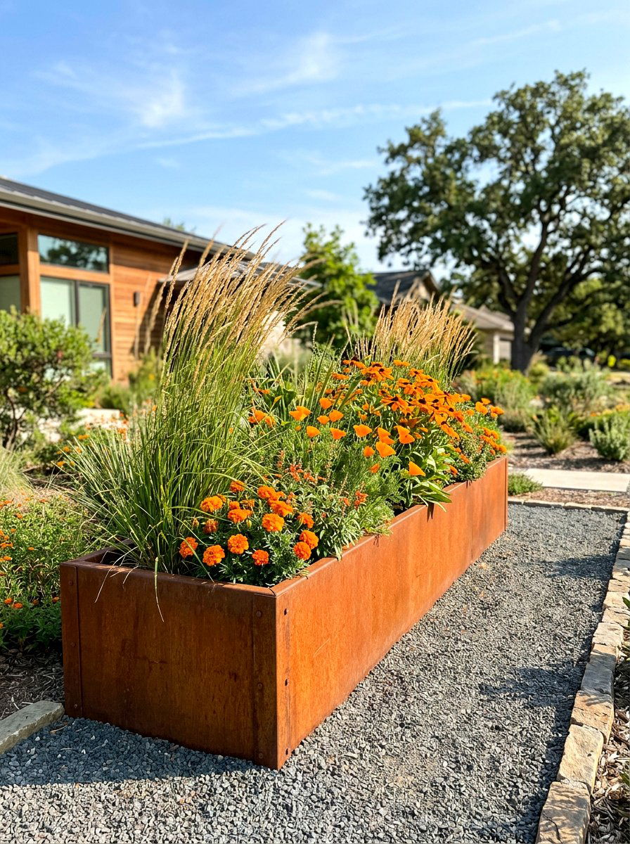 Industrial Steel Garden Box - 30 elevated garden bed ideas