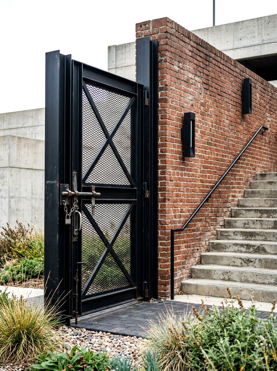 Industrial Steel Gate - 30 fence gate ideas
