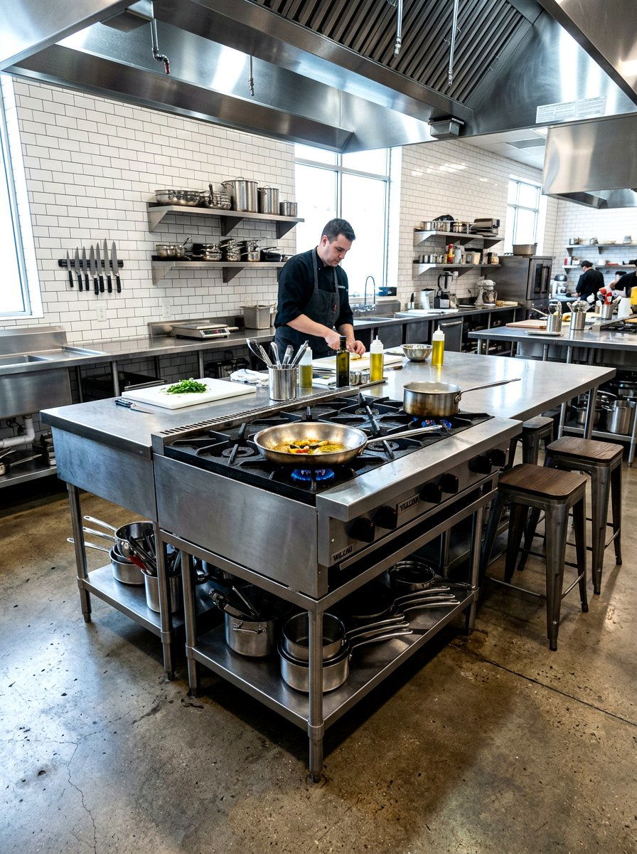 Industrial Steel Island With Gas Cooktop - 30 kitchen island with cooktop ideas