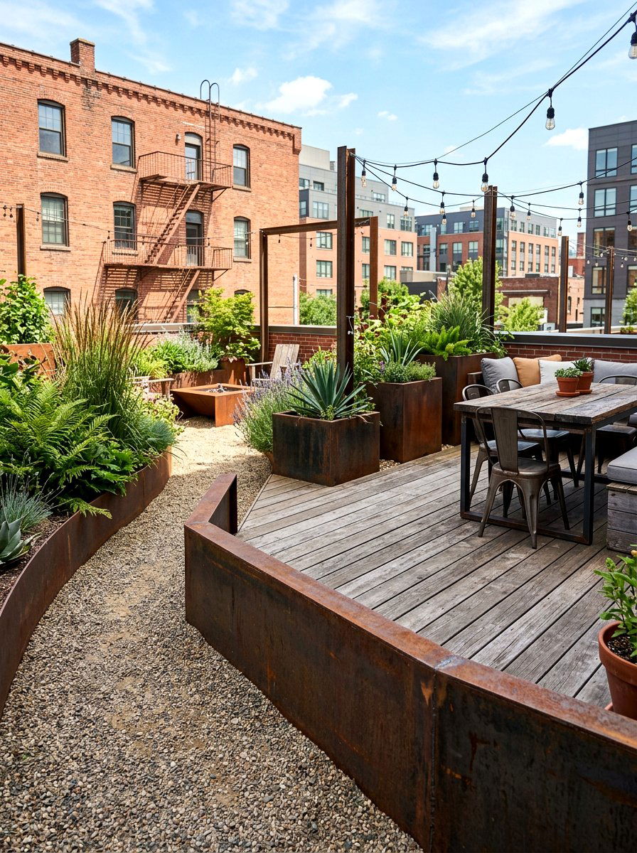 Industrial Steel Landscape Edging - 30 metal landscape edging ideas