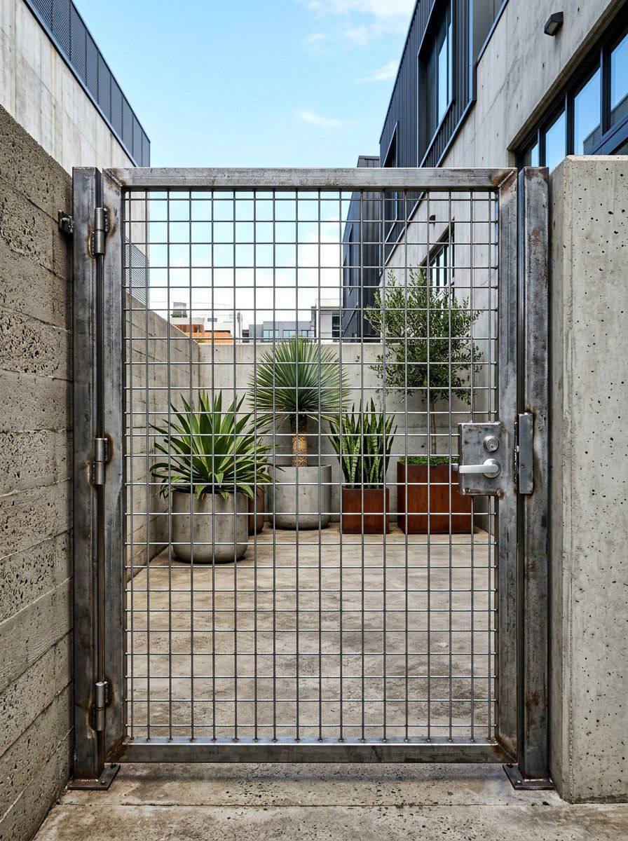 Industrial Steel Mesh Gate - 30 front gate ideas