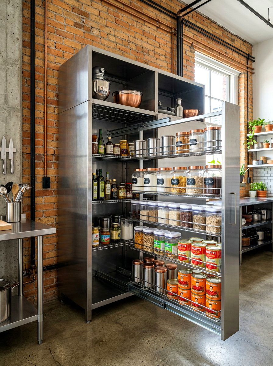 Industrial Steel Pantry - 30 pull out pantry ideas