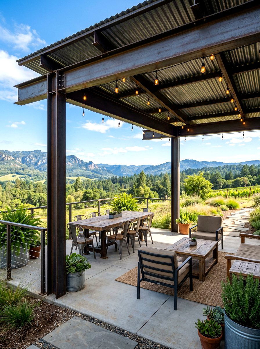 Industrial Steel Patio - 30 covered patio ideas