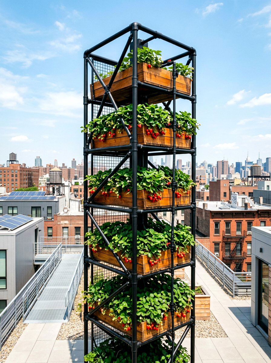 Industrial Steel Pipe Tower - 30 strawberry tower ideas