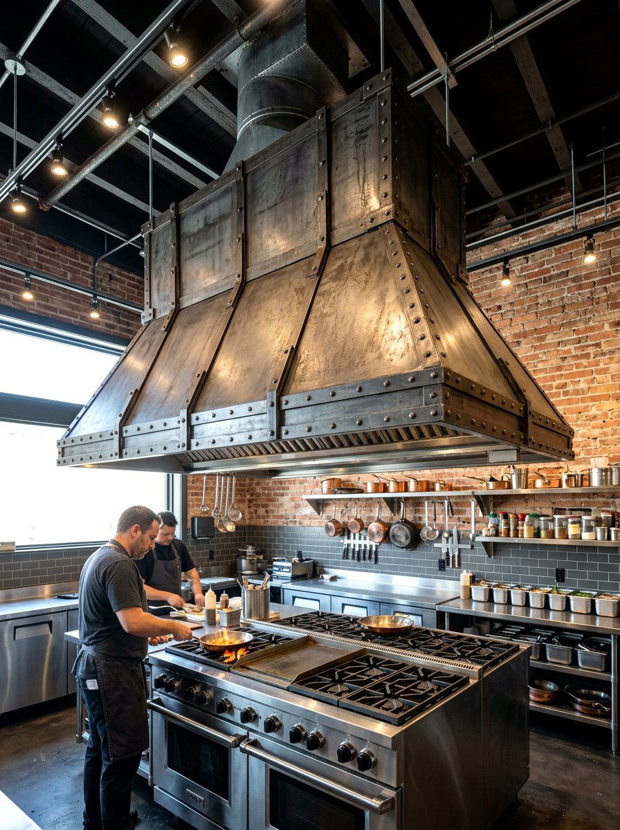 Industrial Steel Range Hood - 30 range hood design ideas