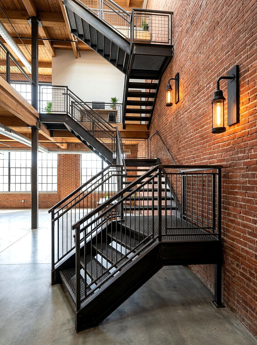 Industrial Steel Staircase Sconce - 30 stair lighting ideas