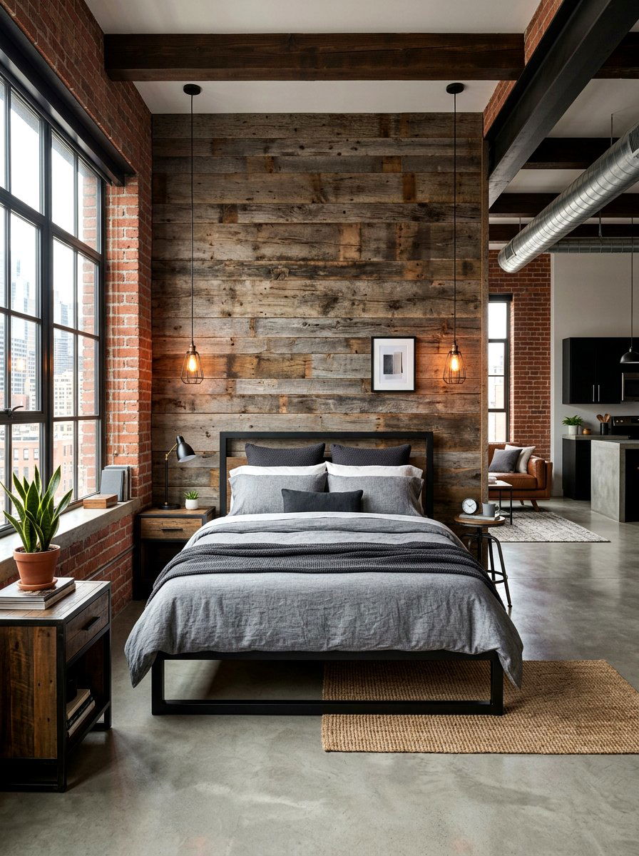 Industrial Studio Bed Nook - 30 bed nook studio ideas