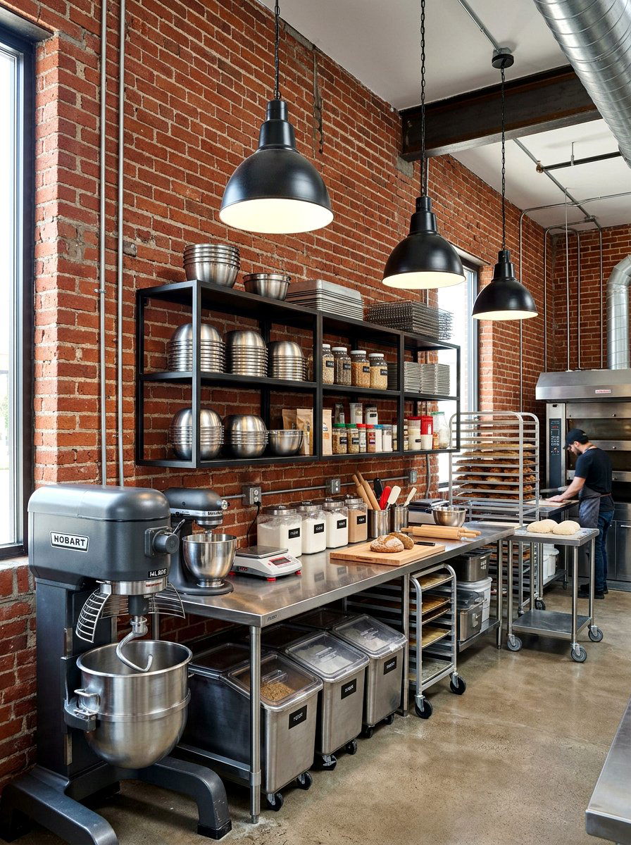 Industrial Style Baking Prep Area - 30 baking station ideas