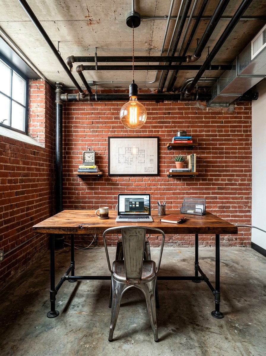 Industrial Style Basement Office - 30 basement office nook ideas