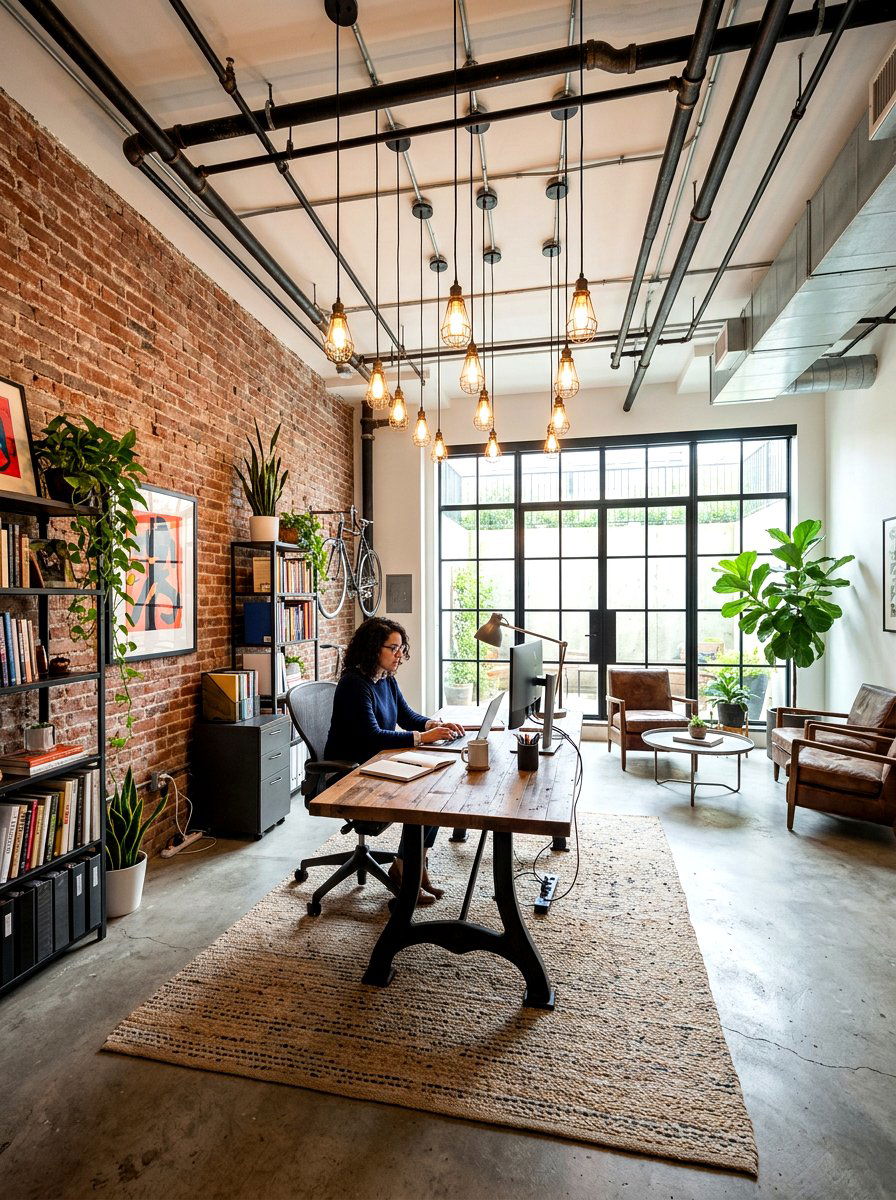 Industrial Style Basement Office - 30 basement office ideas