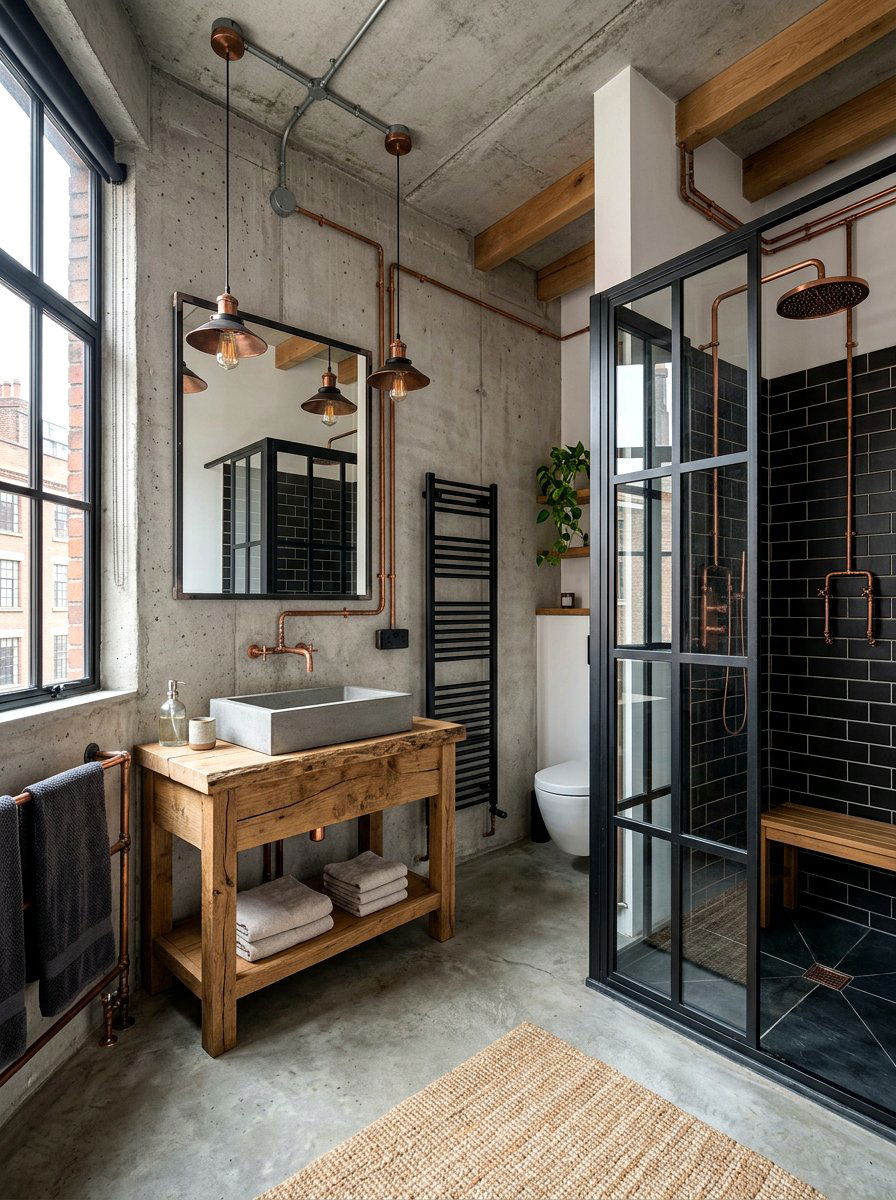Industrial Style Bathroom - 30 dramatic bathroom ideas