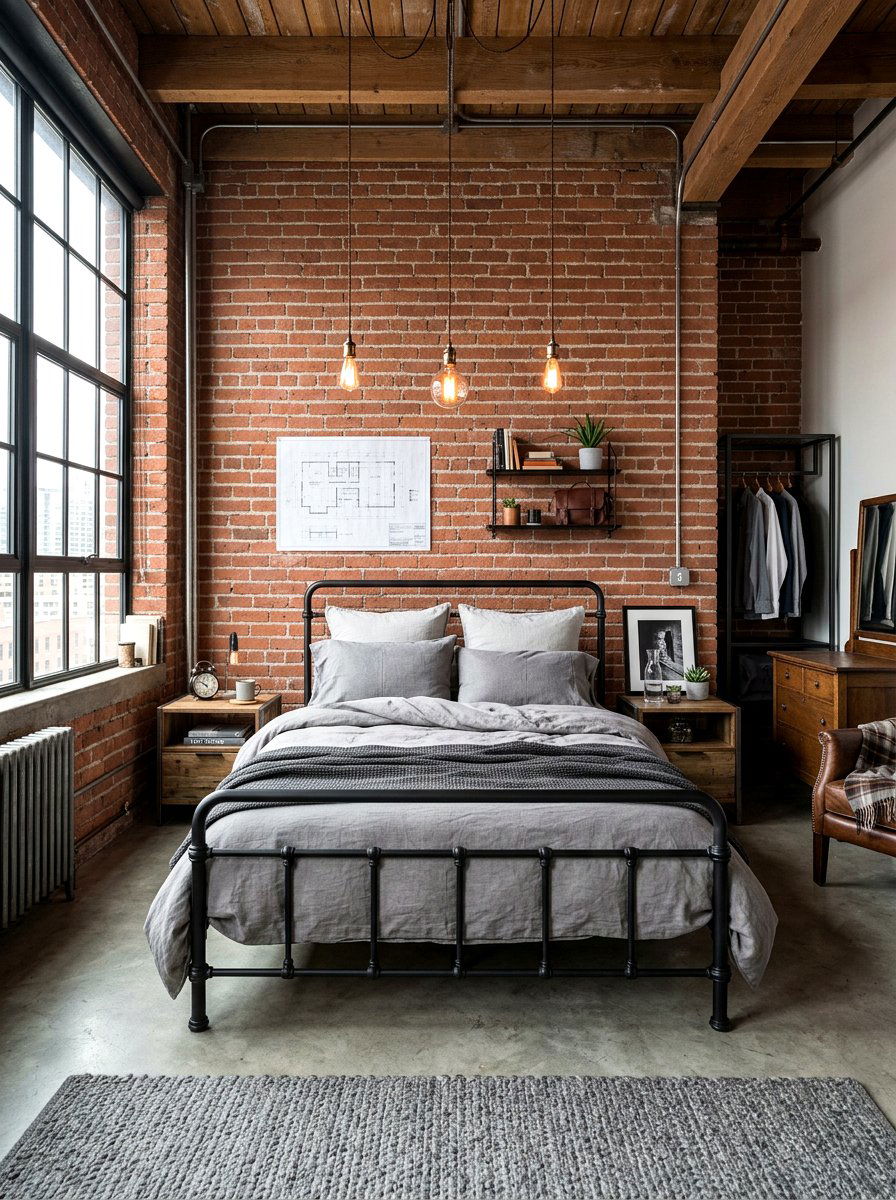 Industrial Style Bedroom - 30 cute bedroom decor ideas