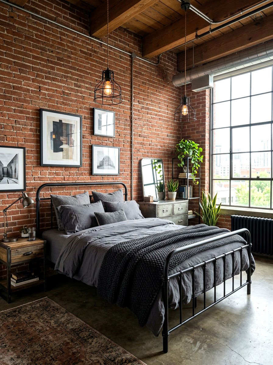 Industrial Style Bedroom - 30 bedscape styling ideas