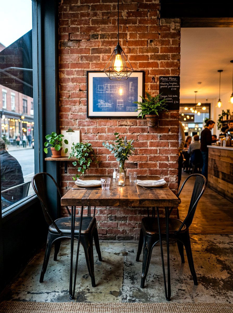 Industrial Style Bistro - 30 tiny dining nook apartment ideas