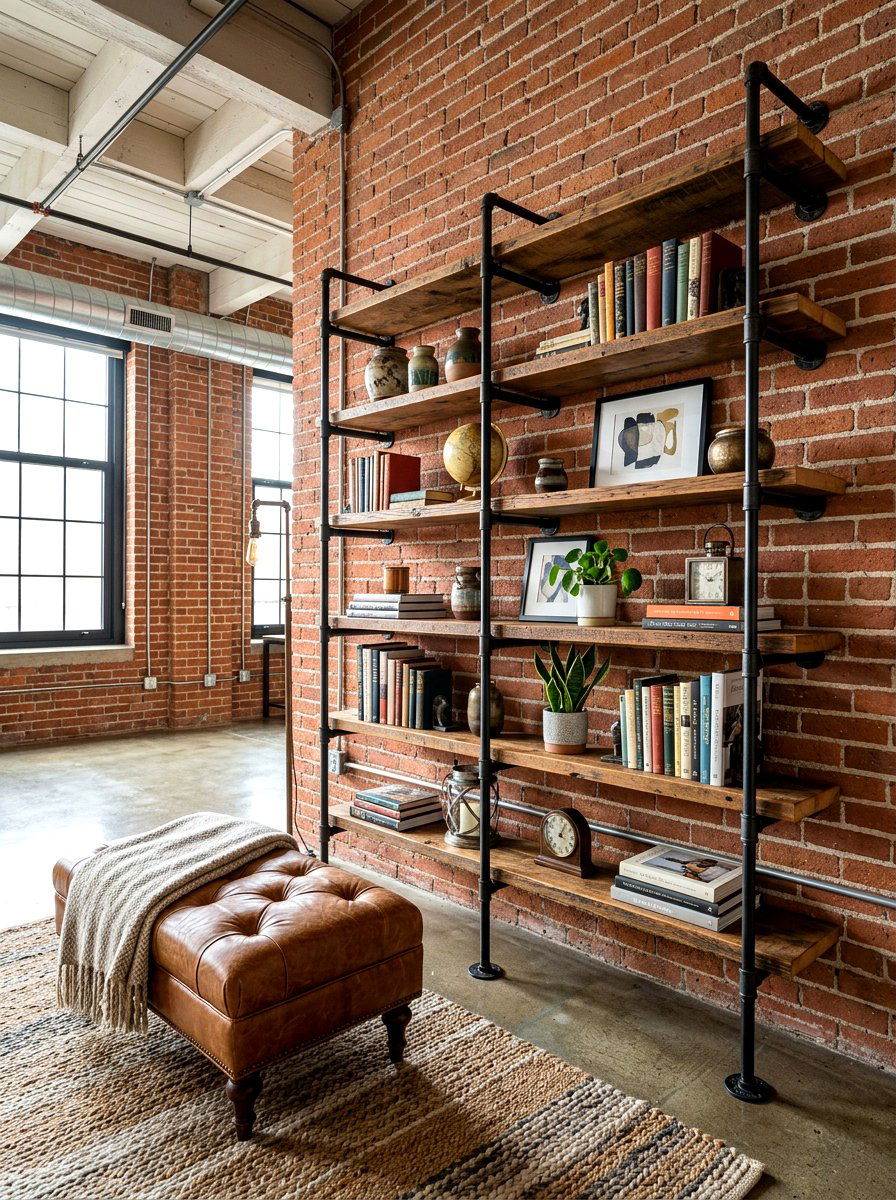 Industrial Style Bookshelf - 30 book filled room ideas