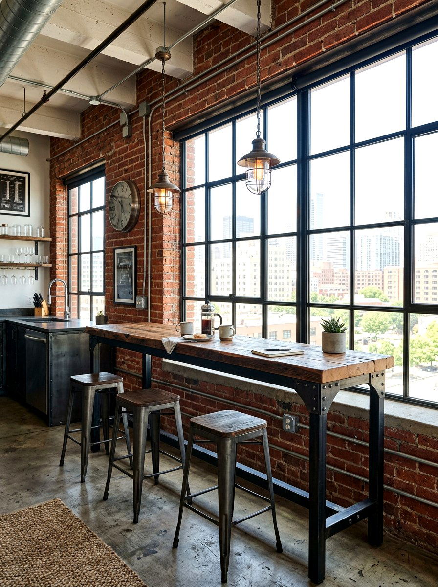Industrial Style Breakfast Bar - 30 breakfast window nook ideas