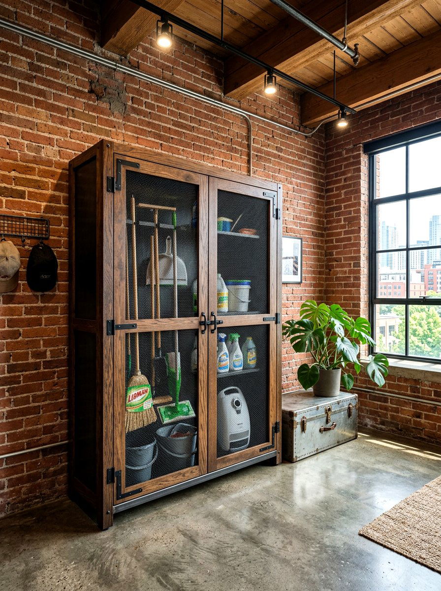 Industrial Style Broom Cabinet - 30 tall broom cabinet ideas