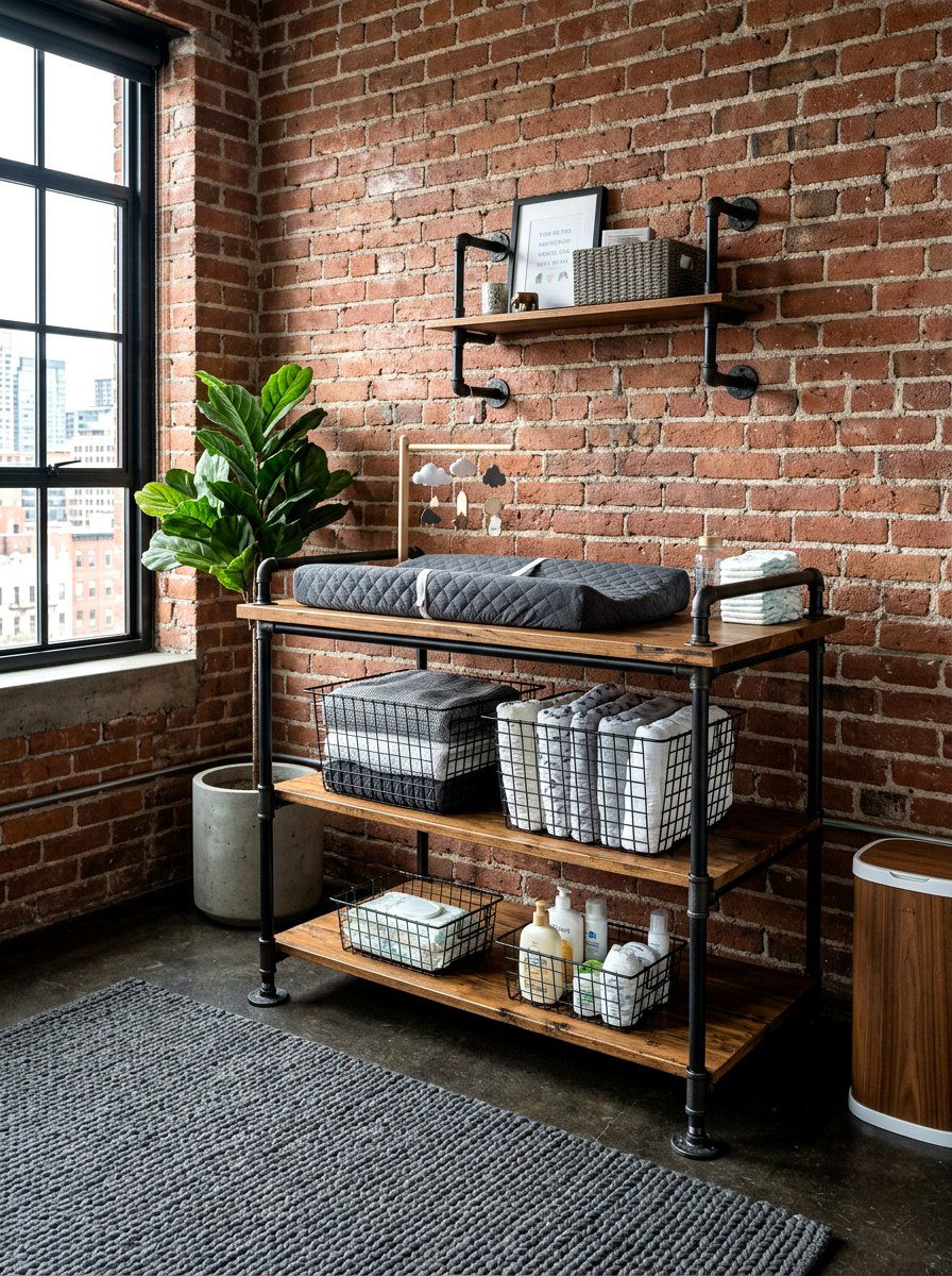 Industrial Style Changing Table - 30 changing station ideas