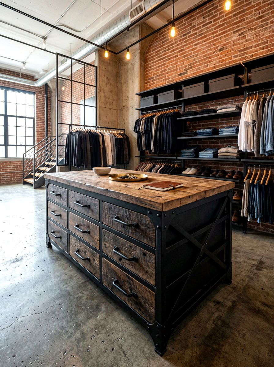 Industrial Style Closet Island - 30 closet island ideas