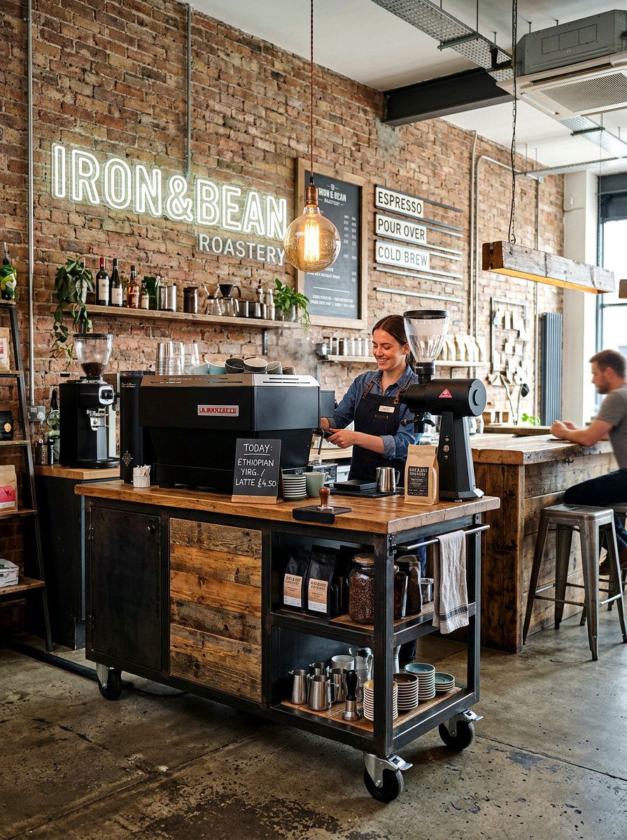 Industrial Style Coffee Bar - 30 kitchen coffee bar ideas